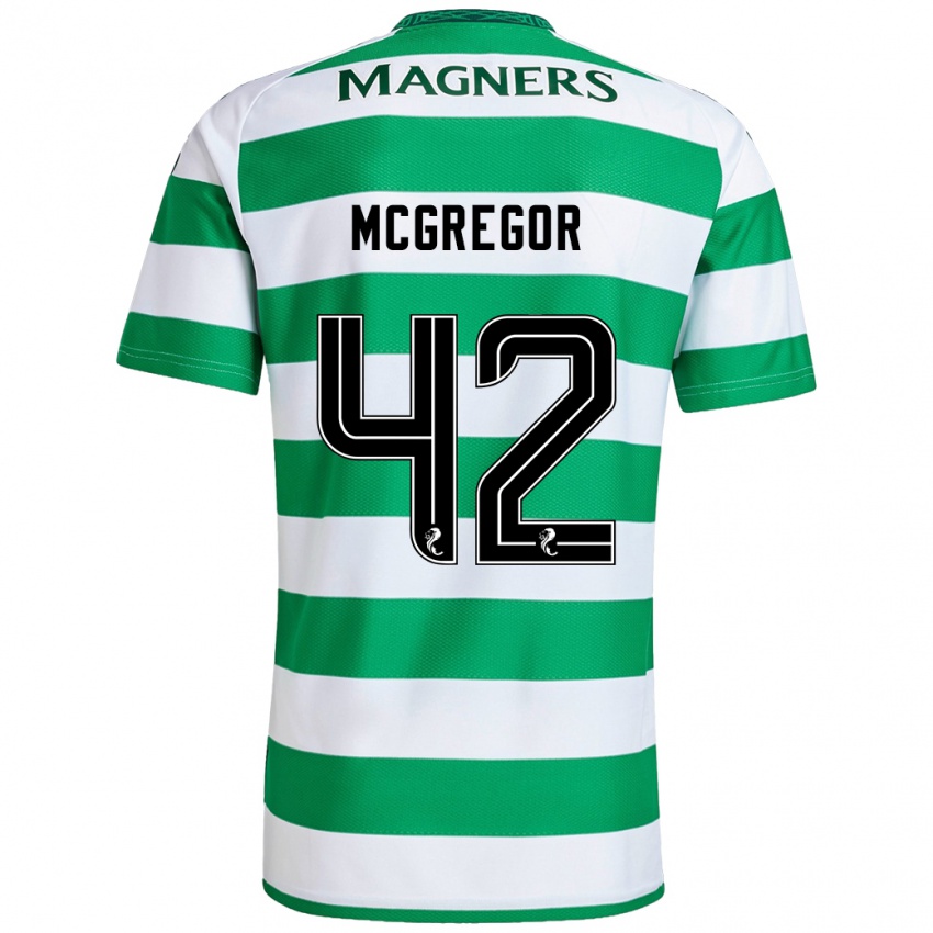 Niño Camiseta Callum Mcgregor #42 Verde Blanco 1ª Equipación 2024/25 La Camisa Perú