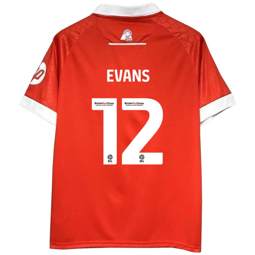 Niño Camiseta George Evans #12 Rojo Blanco 1ª Equipación 2024/25 La Camisa Perú