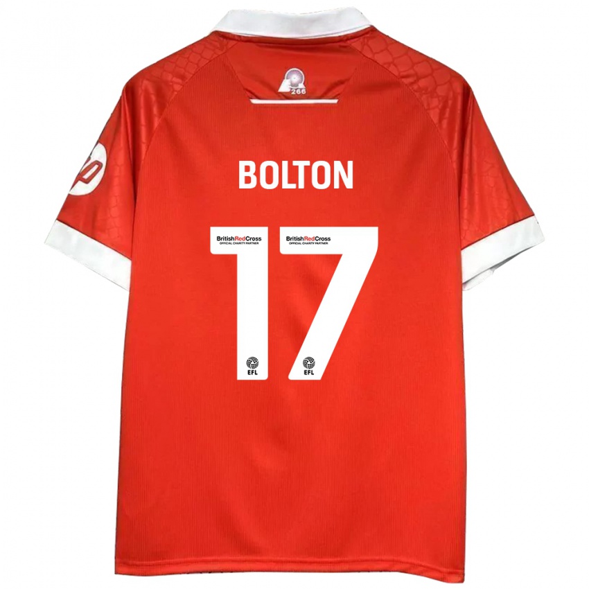 Niño Camiseta Luke Bolton #17 Rojo Blanco 1ª Equipación 2024/25 La Camisa Perú