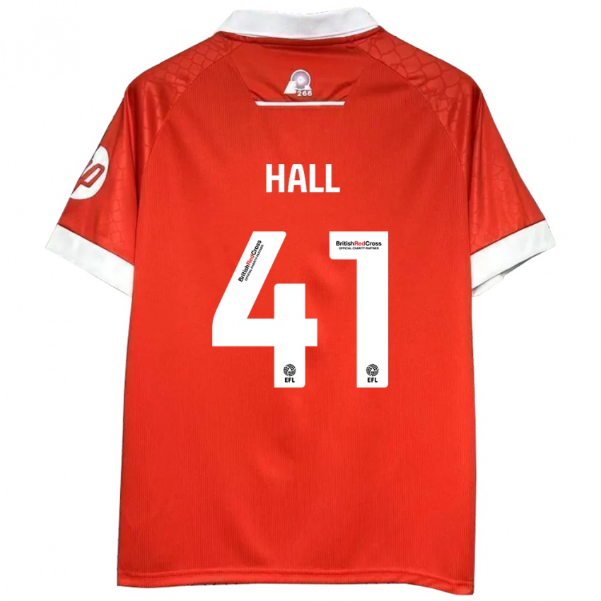 Niño Camiseta Liam Hall #41 Rojo Blanco 1ª Equipación 2024/25 La Camisa Perú