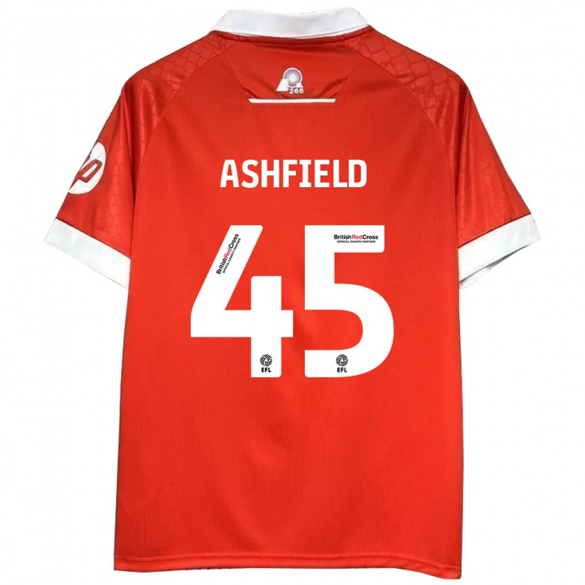 Niño Camiseta Harry Ashfield #45 Rojo Blanco 1ª Equipación 2024/25 La Camisa Perú