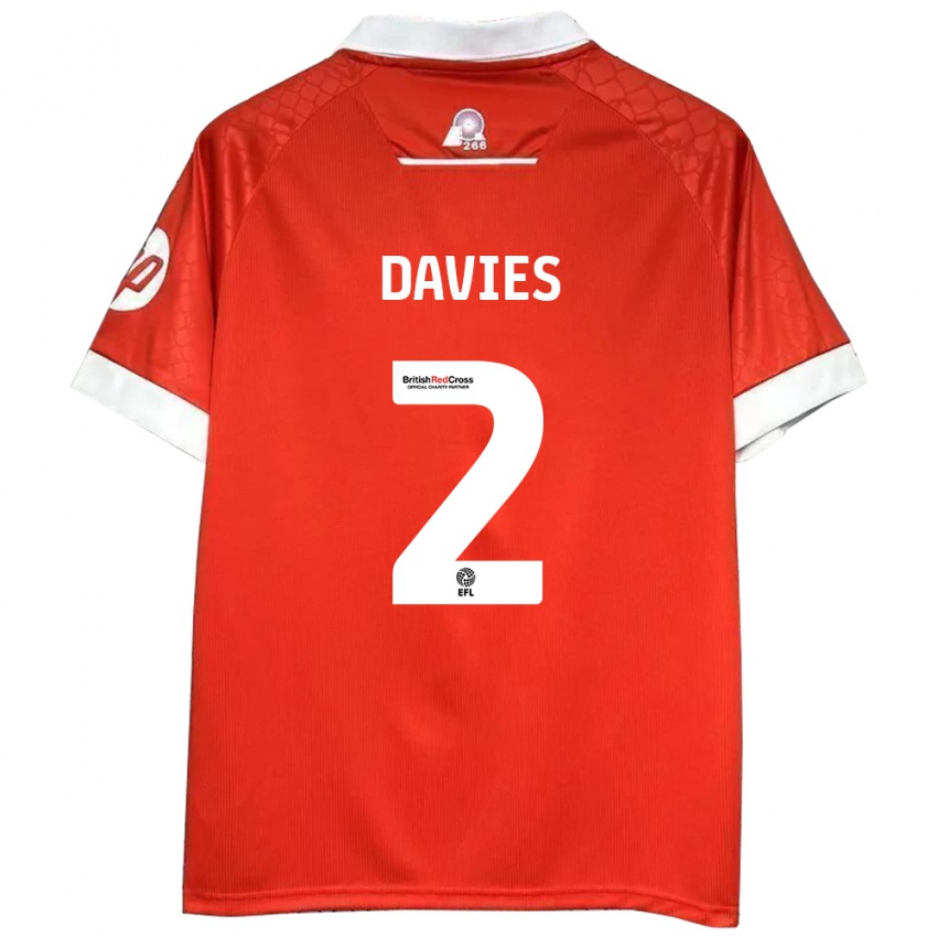 Niño Camiseta Phoebe Davies #2 Rojo Blanco 1ª Equipación 2024/25 La Camisa Perú