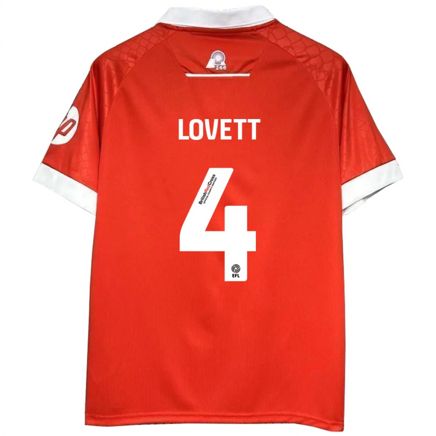 Niño Camiseta Erin Lovett #4 Rojo Blanco 1ª Equipación 2024/25 La Camisa Perú