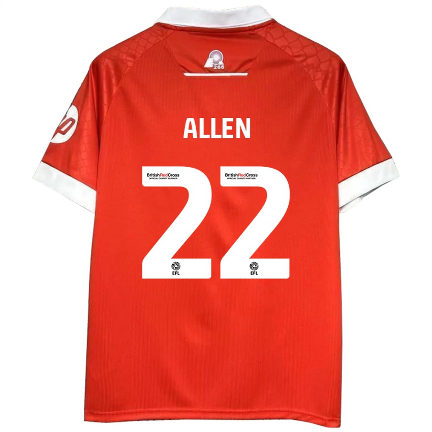 Niño Camiseta Keren Allen #22 Rojo Blanco 1ª Equipación 2024/25 La Camisa Perú