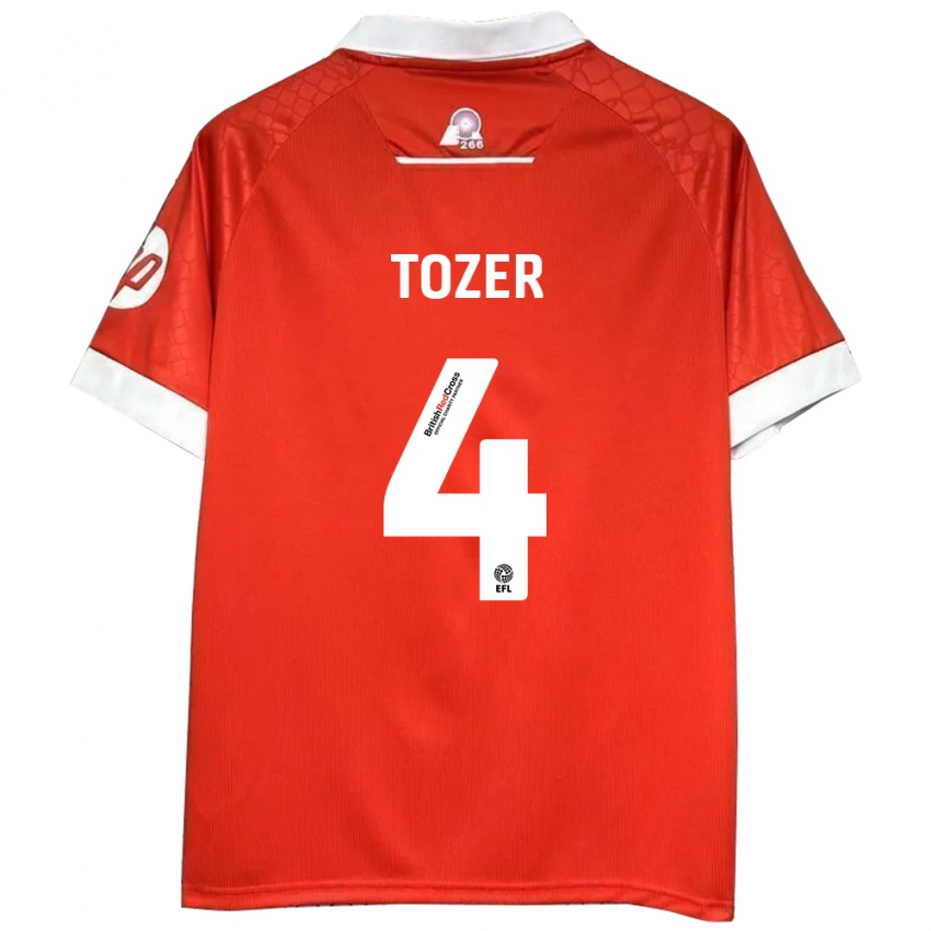 Niño Camiseta Ben Tozer #4 Rojo Blanco 1ª Equipación 2024/25 La Camisa Perú