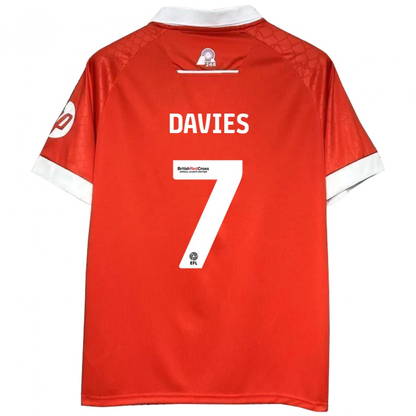 Niño Camiseta Jordan Davies #7 Rojo Blanco 1ª Equipación 2024/25 La Camisa Perú