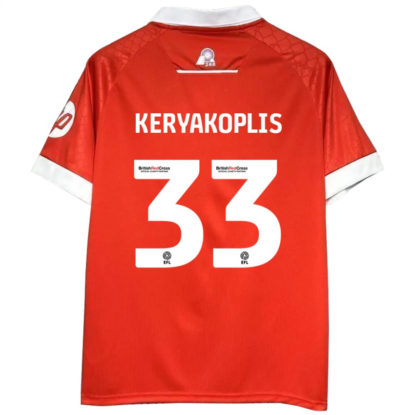 Niño Camiseta Hannah Keryakoplis #33 Rojo Blanco 1ª Equipación 2024/25 La Camisa Perú