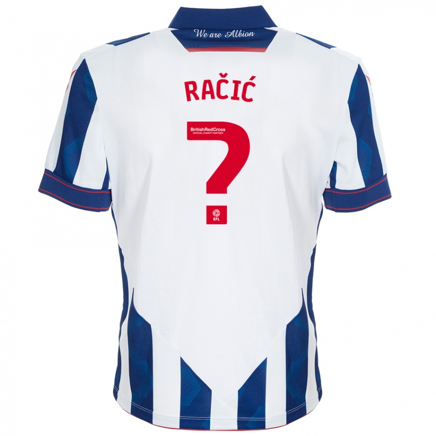 Niño Camiseta Uroš Račić #0 Blanco Azul Oscuro 1ª Equipación 2024/25 La Camisa Perú