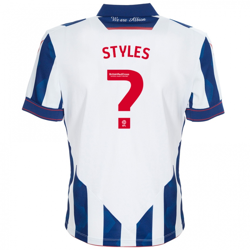 Niño Camiseta Callum Styles #0 Blanco Azul Oscuro 1ª Equipación 2024/25 La Camisa Perú