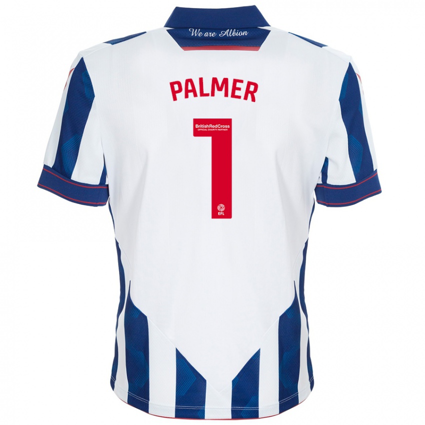 Niño Camiseta Alex Palmer #1 Blanco Azul Oscuro 1ª Equipación 2024/25 La Camisa Perú