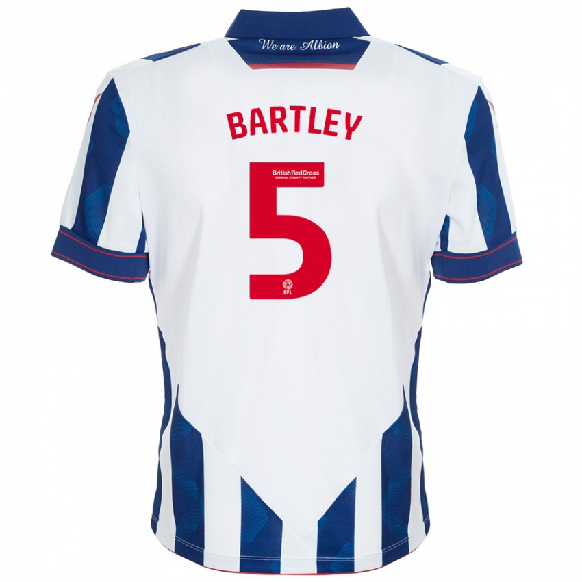 Niño Camiseta Kyle Bartley #5 Blanco Azul Oscuro 1ª Equipación 2024/25 La Camisa Perú