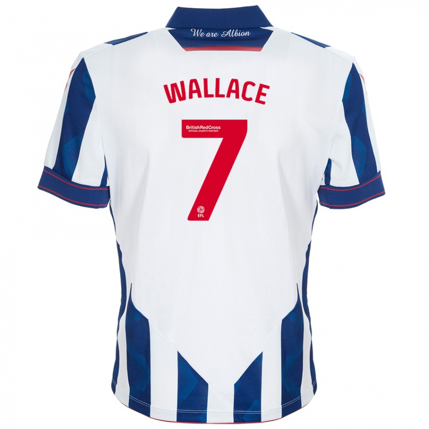 Niño Camiseta Jed Wallace #7 Blanco Azul Oscuro 1ª Equipación 2024/25 La Camisa Perú