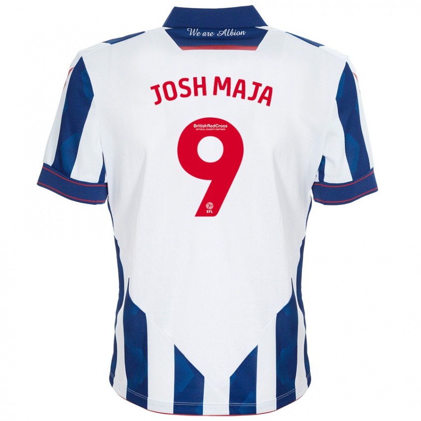 Niño Camiseta Josh Maja #9 Blanco Azul Oscuro 1ª Equipación 2024/25 La Camisa Perú