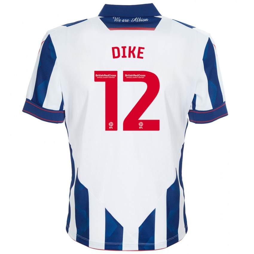 Niño Camiseta Daryl Dike #12 Blanco Azul Oscuro 1ª Equipación 2024/25 La Camisa Perú