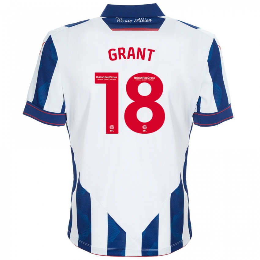 Niño Camiseta Karlan Grant #18 Blanco Azul Oscuro 1ª Equipación 2024/25 La Camisa Perú