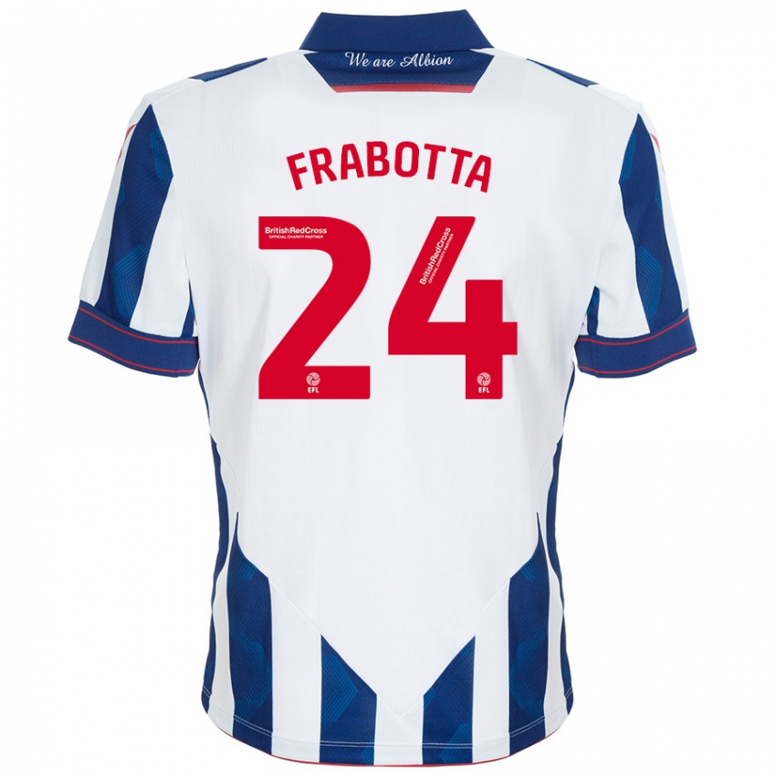 Niño Camiseta Gianluca Frabotta #24 Blanco Azul Oscuro 1ª Equipación 2024/25 La Camisa Perú