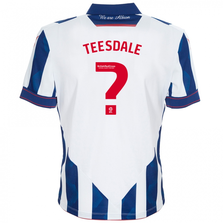 Niño Camiseta Finn Teesdale #0 Blanco Azul Oscuro 1ª Equipación 2024/25 La Camisa Perú