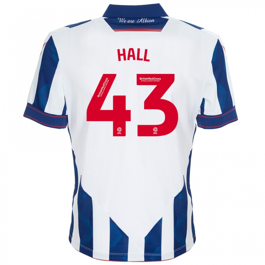 Niño Camiseta Reece Hall #43 Blanco Azul Oscuro 1ª Equipación 2024/25 La Camisa Perú