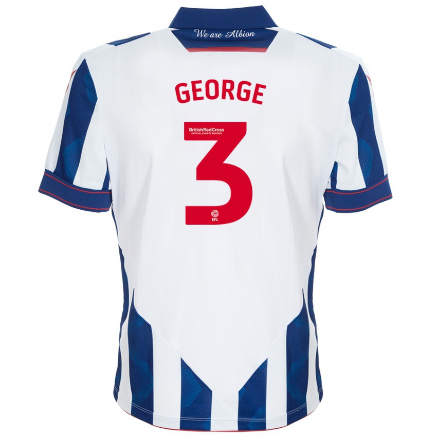 Niño Camiseta Hannah George #3 Blanco Azul Oscuro 1ª Equipación 2024/25 La Camisa Perú