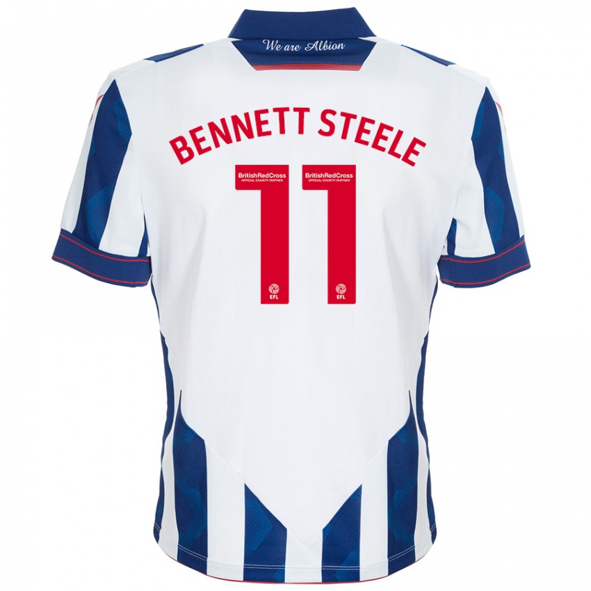 Niño Camiseta Lizzie Bennett-Steele #11 Blanco Azul Oscuro 1ª Equipación 2024/25 La Camisa Perú