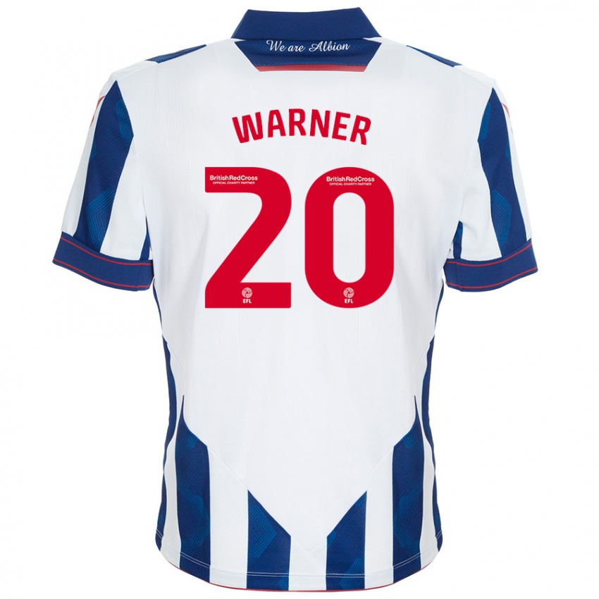 Niño Camiseta Phoebe Warner #20 Blanco Azul Oscuro 1ª Equipación 2024/25 La Camisa Perú