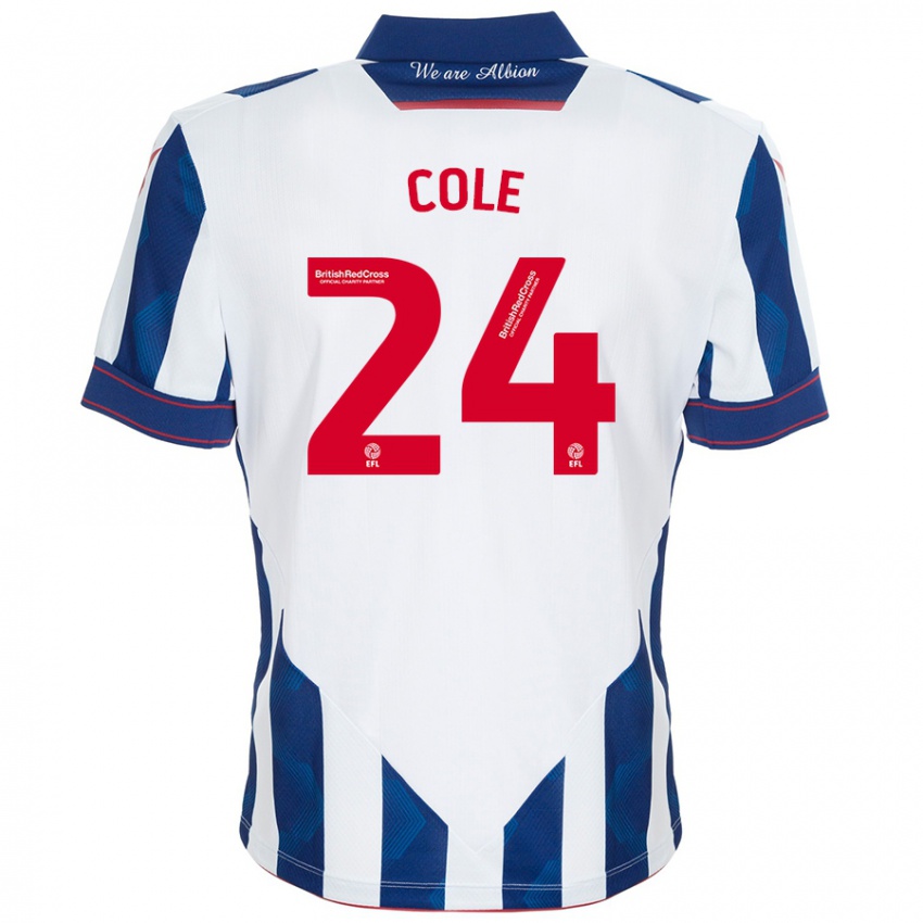 Niño Camiseta Delphi Cole #24 Blanco Azul Oscuro 1ª Equipación 2024/25 La Camisa Perú