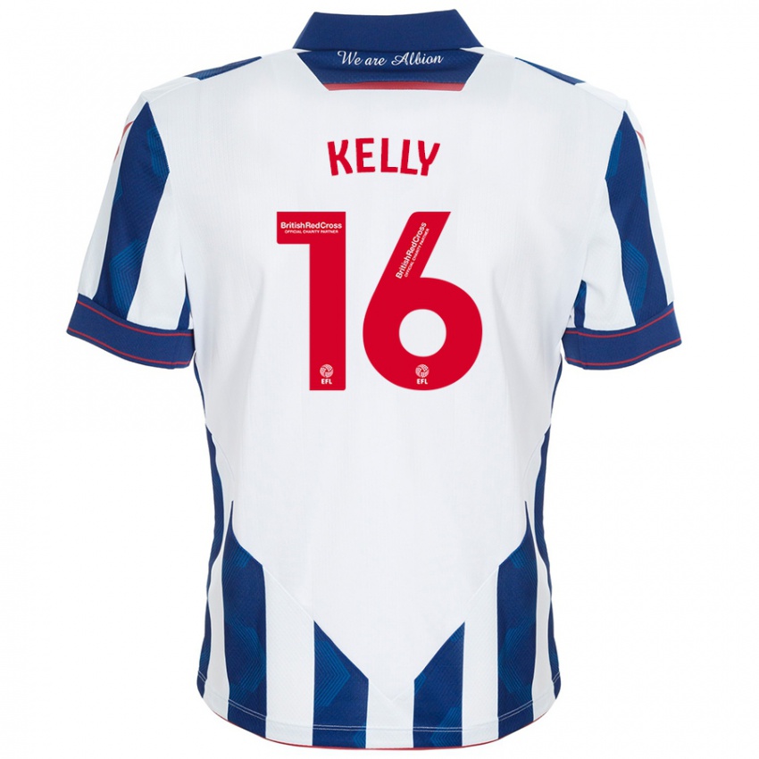 Niño Camiseta Martin Kelly #16 Blanco Azul Oscuro 1ª Equipación 2024/25 La Camisa Perú