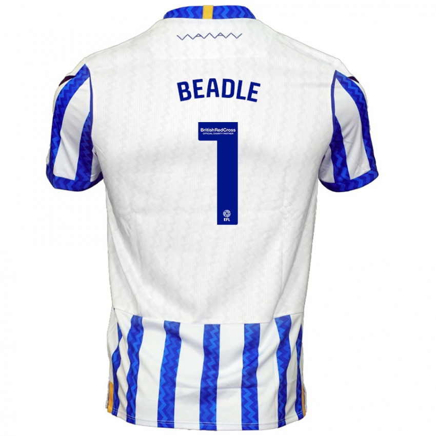 Niño Camiseta James Beadle #1 Azul Blanco 1ª Equipación 2024/25 La Camisa Perú