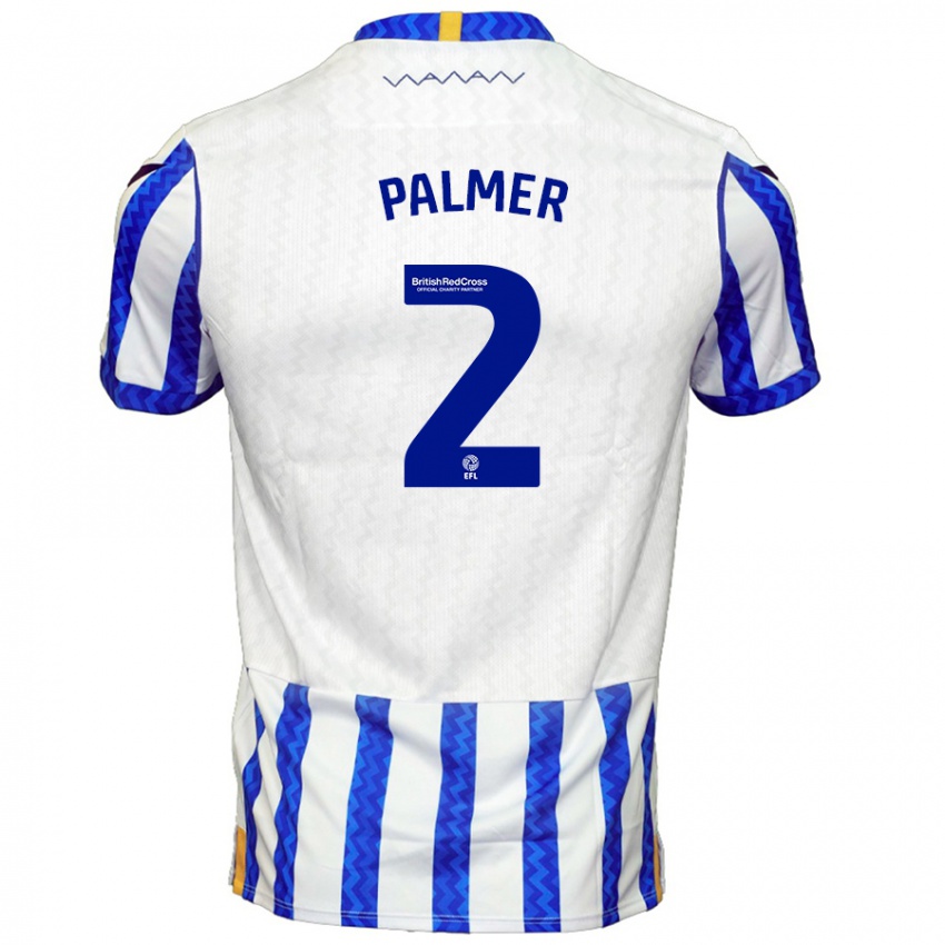 Niño Camiseta Liam Palmer #2 Azul Blanco 1ª Equipación 2024/25 La Camisa Perú