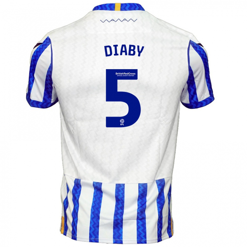 Niño Camiseta Bambo Diaby #5 Azul Blanco 1ª Equipación 2024/25 La Camisa Perú