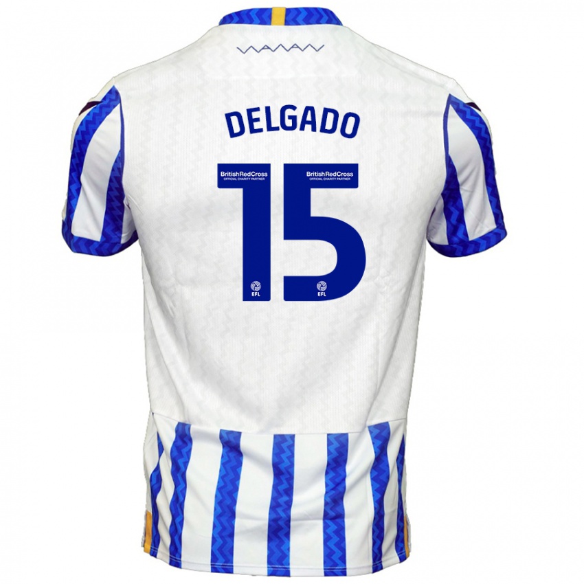 Niño Camiseta Juan Delgado #15 Azul Blanco 1ª Equipación 2024/25 La Camisa Perú