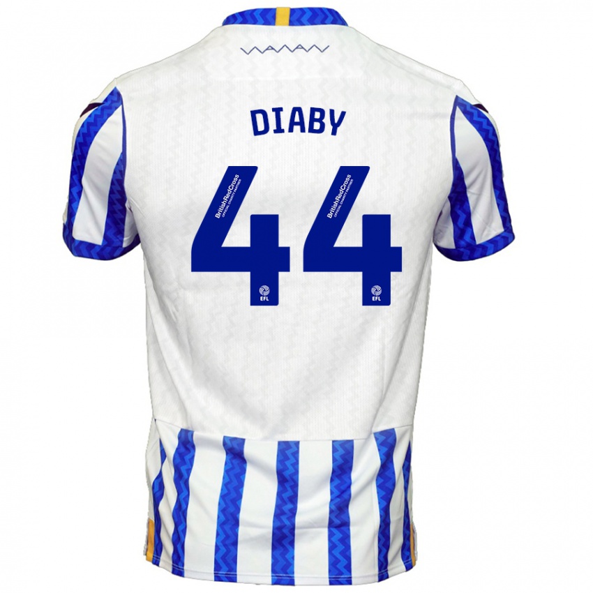 Niño Camiseta Momo Diaby #44 Azul Blanco 1ª Equipación 2024/25 La Camisa Perú