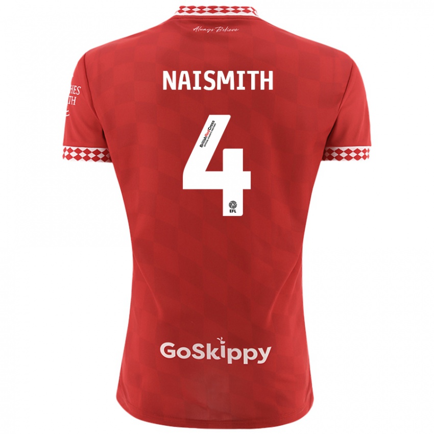 Niño Camiseta Kal Naismith #4 Rojo 1ª Equipación 2024/25 La Camisa Perú