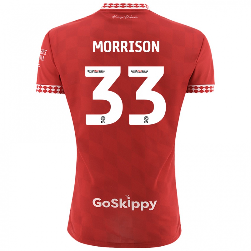 Niño Camiseta Elijah Morrison #33 Rojo 1ª Equipación 2024/25 La Camisa Perú