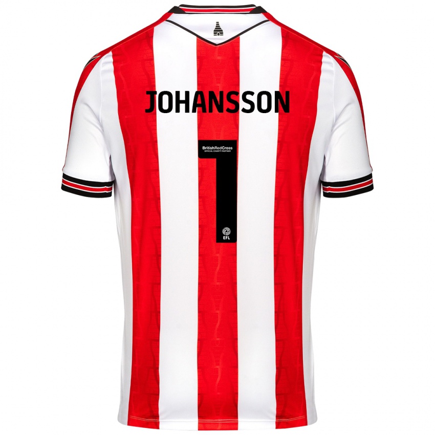 Niño Camiseta Viktor Johansson #1 Rojo Blanco 1ª Equipación 2024/25 La Camisa Perú