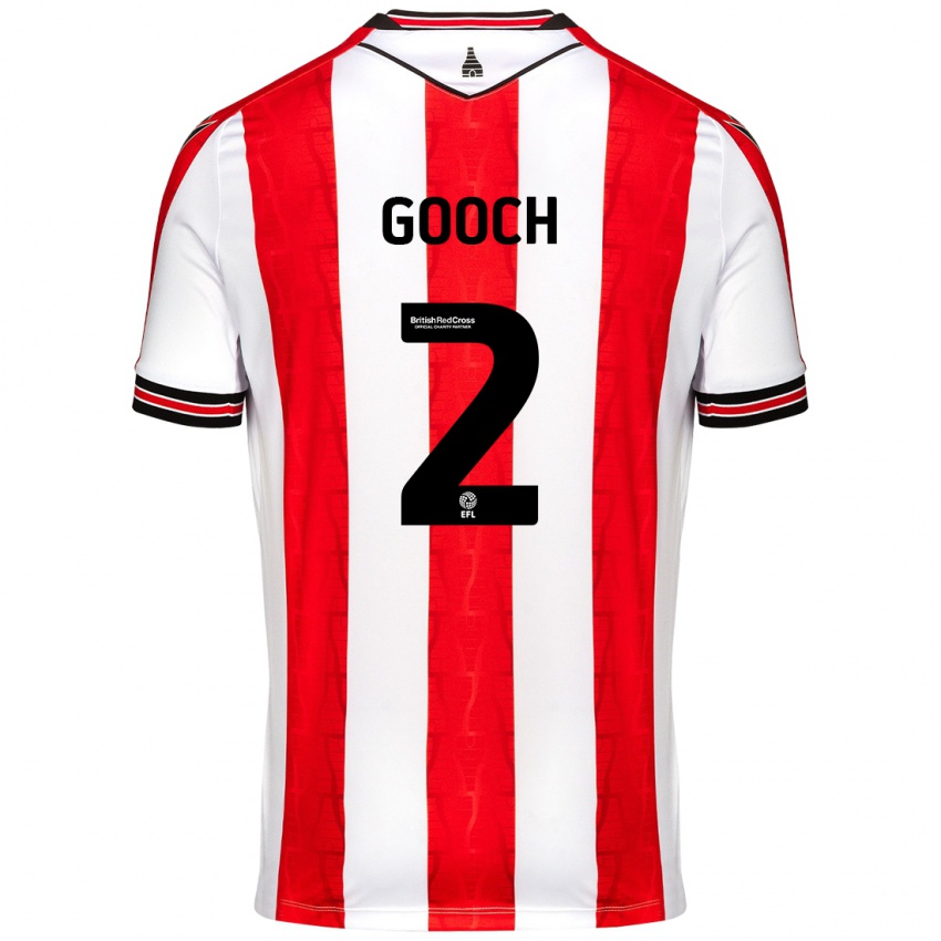 Niño Camiseta Lynden Gooch #2 Rojo Blanco 1ª Equipación 2024/25 La Camisa Perú