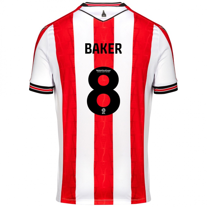 Niño Camiseta Lewis Baker #8 Rojo Blanco 1ª Equipación 2024/25 La Camisa Perú