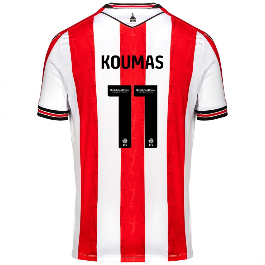 Niño Camiseta Lewis Koumas #11 Rojo Blanco 1ª Equipación 2024/25 La Camisa Perú