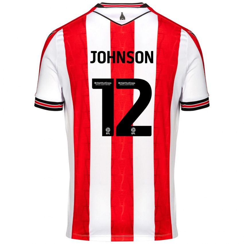 Niño Camiseta Daniel Johnson #12 Rojo Blanco 1ª Equipación 2024/25 La Camisa Perú