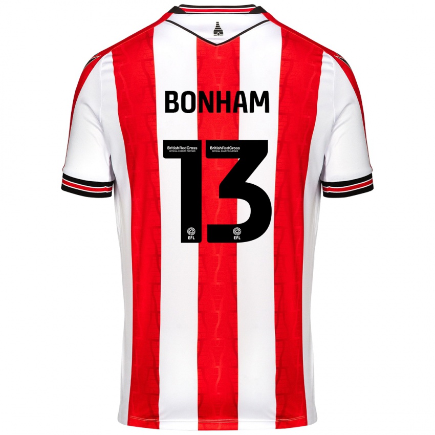 Niño Camiseta Jack Bonham #13 Rojo Blanco 1ª Equipación 2024/25 La Camisa Perú