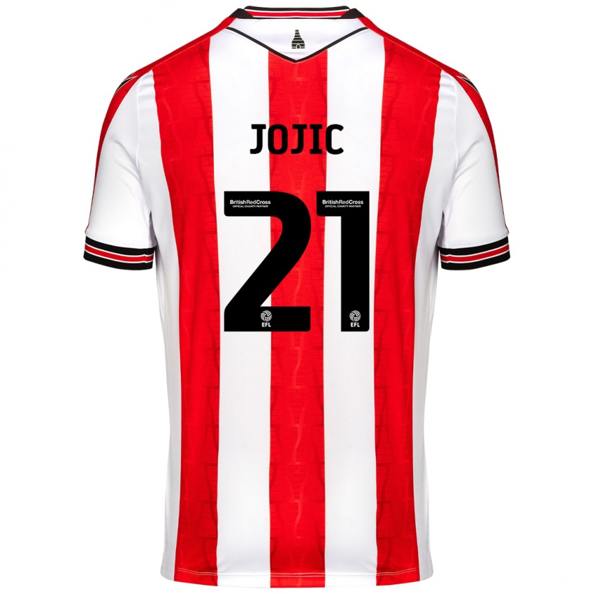 Niño Camiseta Nikola Jojic #21 Rojo Blanco 1ª Equipación 2024/25 La Camisa Perú