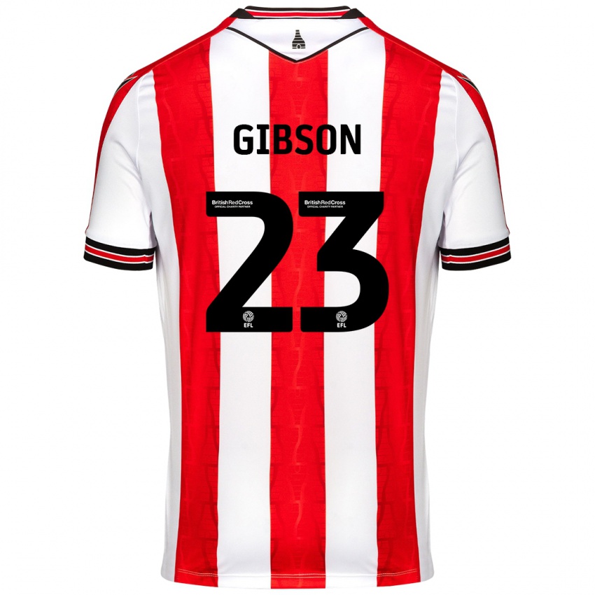 Niño Camiseta Ben Gibson #23 Rojo Blanco 1ª Equipación 2024/25 La Camisa Perú