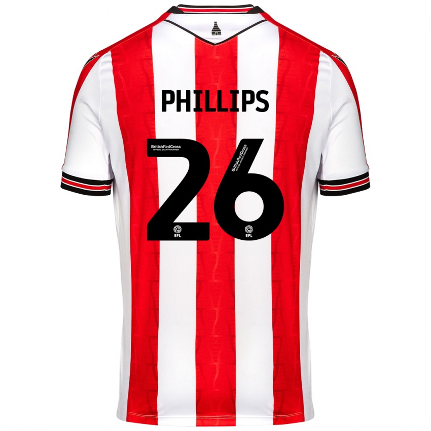 Niño Camiseta Ashley Phillips #26 Rojo Blanco 1ª Equipación 2024/25 La Camisa Perú