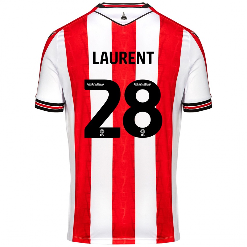 Niño Camiseta Josh Laurent #28 Rojo Blanco 1ª Equipación 2024/25 La Camisa Perú