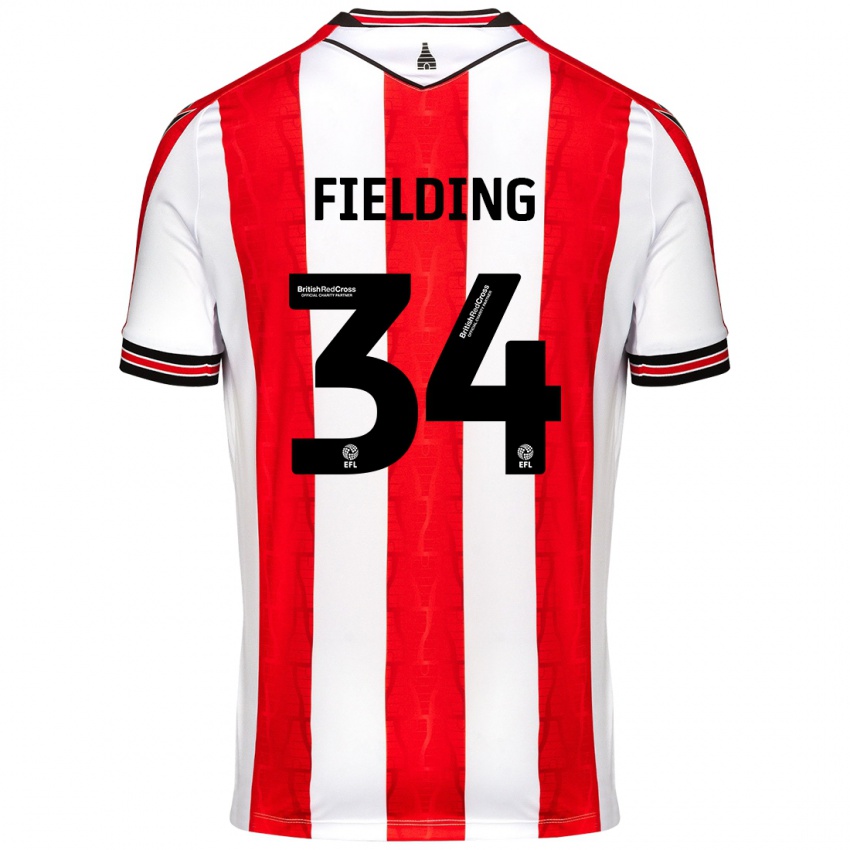 Niño Camiseta Frank Fielding #34 Rojo Blanco 1ª Equipación 2024/25 La Camisa Perú