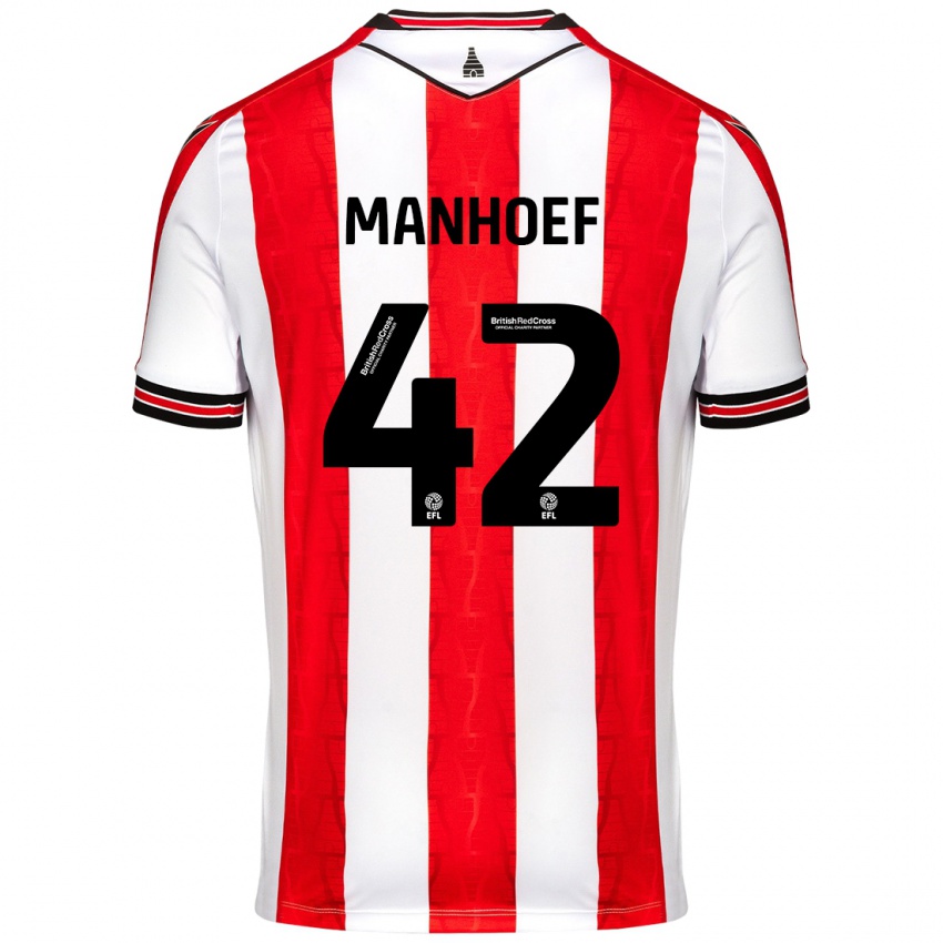 Niño Camiseta Million Manhoef #42 Rojo Blanco 1ª Equipación 2024/25 La Camisa Perú