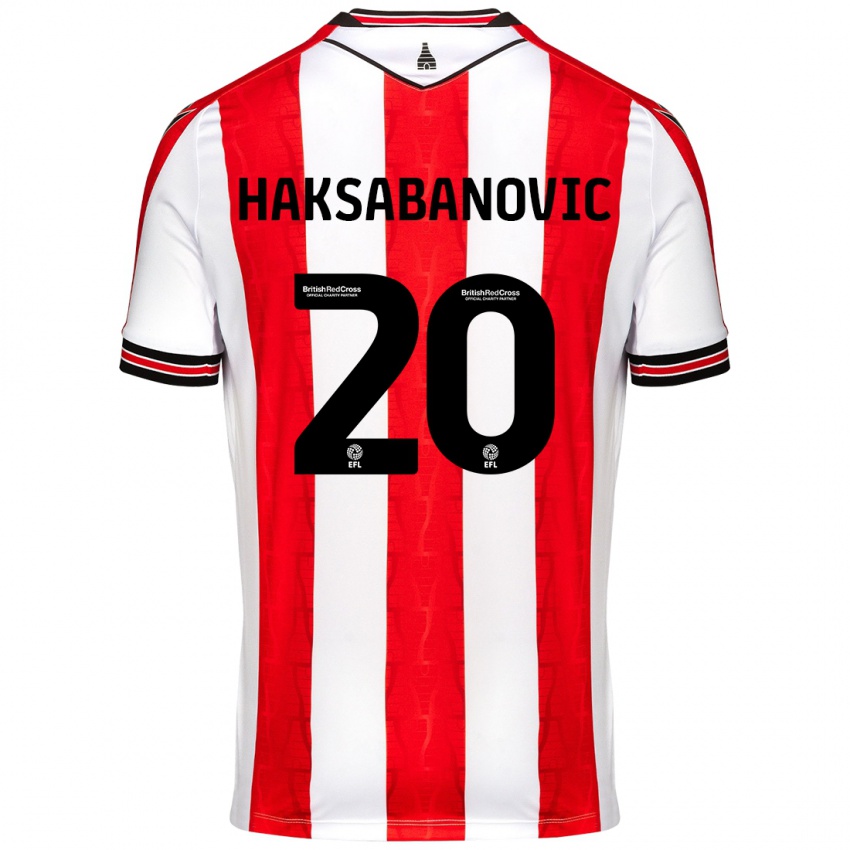 Niño Camiseta Sead Hakšabanović #20 Rojo Blanco 1ª Equipación 2024/25 La Camisa Perú