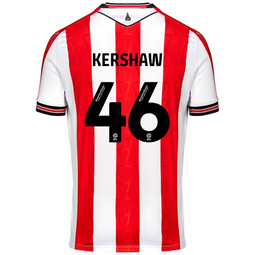 Niño Camiseta Ben Kershaw #46 Rojo Blanco 1ª Equipación 2024/25 La Camisa Perú