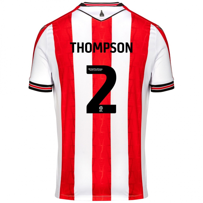 Niño Camiseta Sophie Thompson #2 Rojo Blanco 1ª Equipación 2024/25 La Camisa Perú