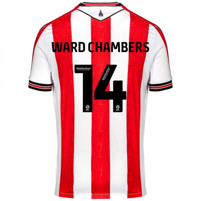 Niño Camiseta Courtnay Ward-Chambers #14 Rojo Blanco 1ª Equipación 2024/25 La Camisa Perú